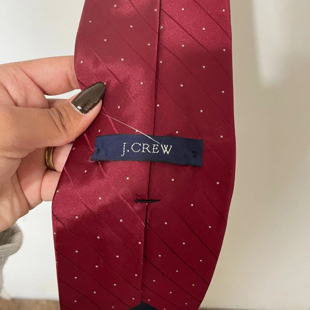 J.Crew Mens Burgundy Red Micro Dot Silk Necktie‎ Classic Business Formal Tie